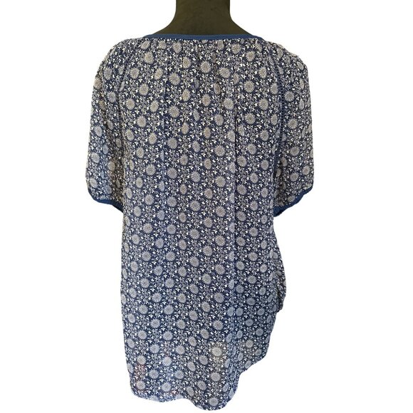 💖MSN Suit Blue Floral Bohemian Tunic Top With Tassel Detail - Size S - Picture 5 of 7